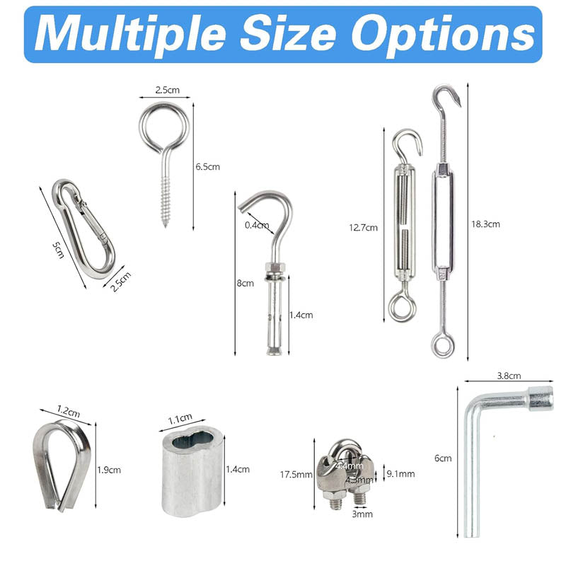 Stainless Steel Cable 1/8" Wire Rope Kit 200FT Turnbuckles for Cables Wire for Handrail Stair Decking Fence Outdoors