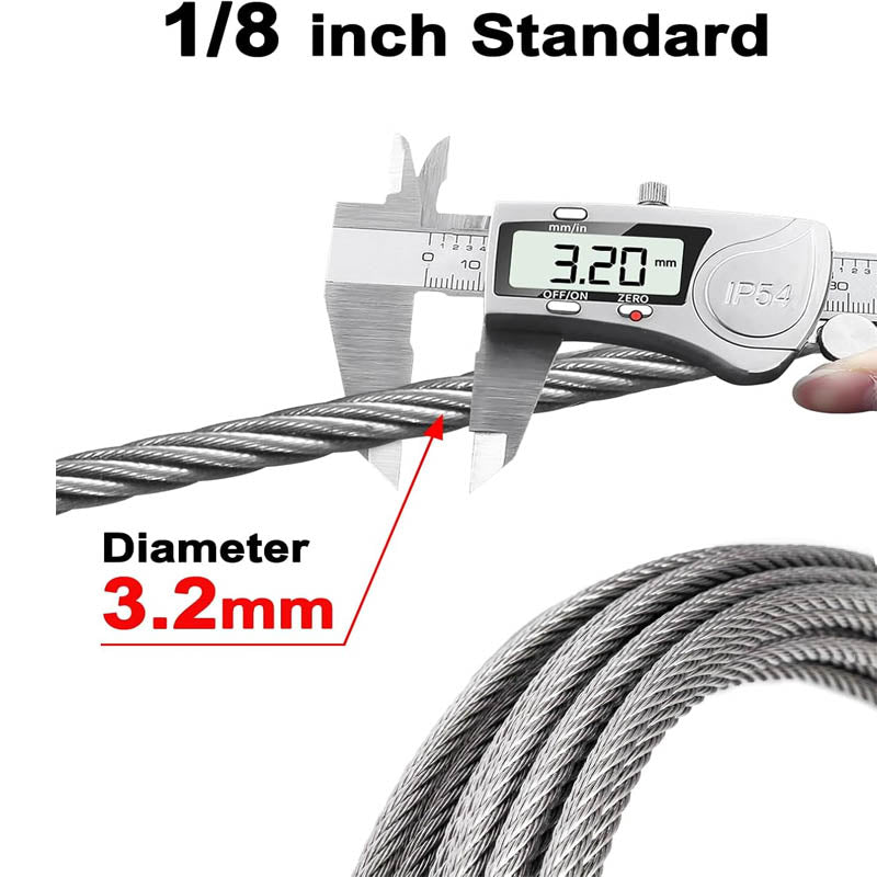 300FT 1/8 Stainless Steel Cable Wire Rope 316 Marine Grade, Braided Aircraft Cable 7x7 Strands