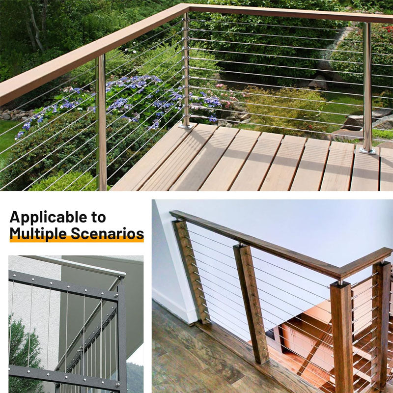 500FT 1/8" Stainless Steel Cable T316 Wire Rope Cable for Deck Cable Railing Kit 7x7 Strands Aircraft Cable for Stair Fence Deck Railing