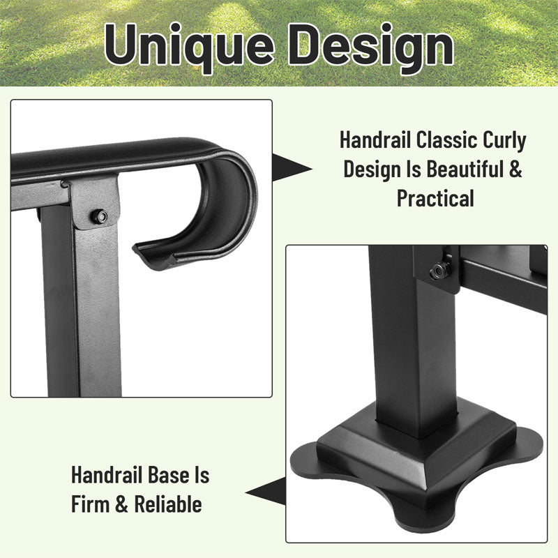 Iron Double Column Handrail Flat Iron Iron Art Outdoor Stair Handrail