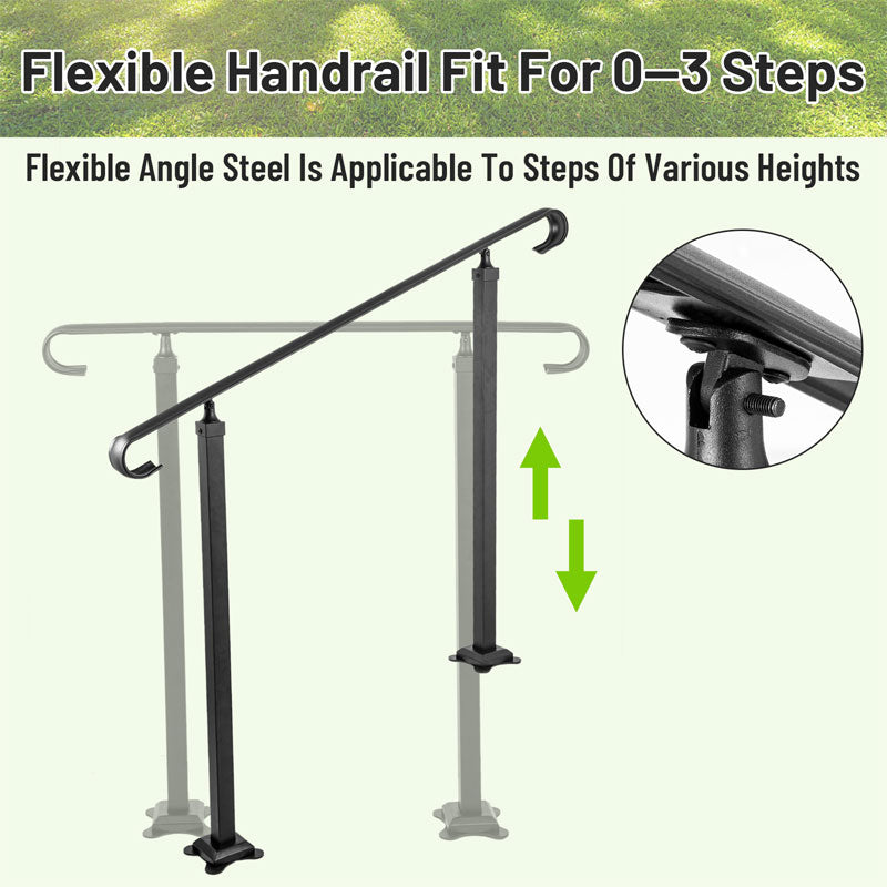 Iron Double Column Handrail Flat Iron Iron Art Outdoor Stair Handrail