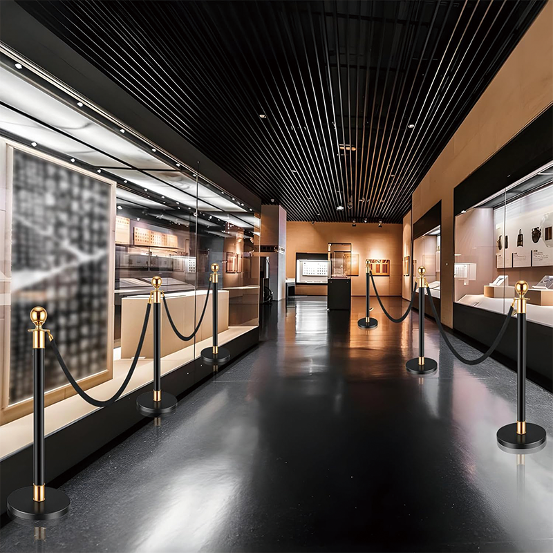 6Pcs Stanchion Set, Crowd Control Stanchions with 5 ft/1.5 m Black Velvet Rope for Movie Theater