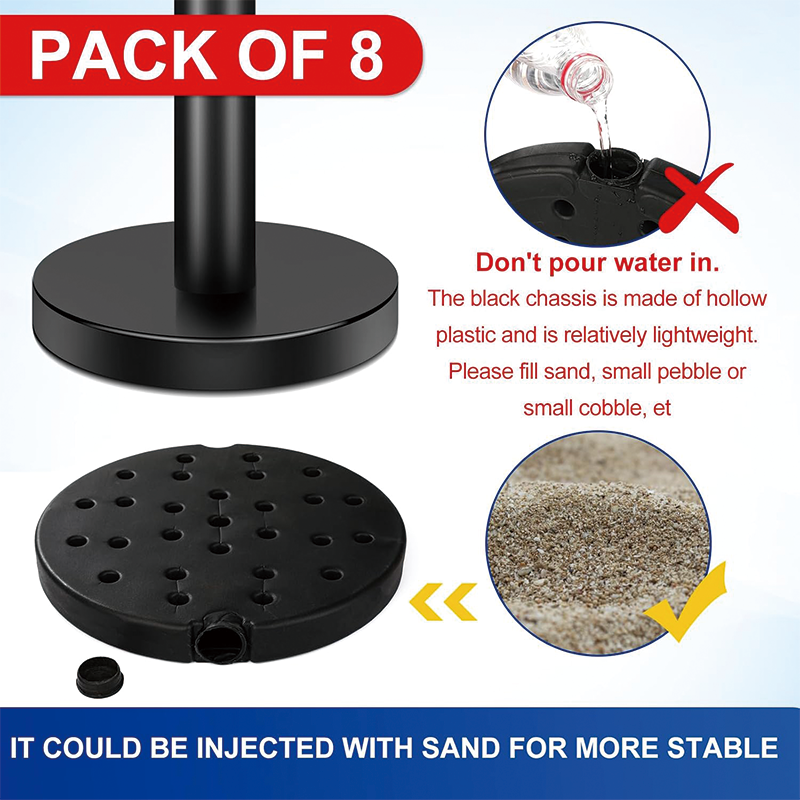 8 Pieces Stanchion Set, Crowd Control Stanchion with 6.6ft/2 m Black Retractable Belt, Easy Connect Assembly