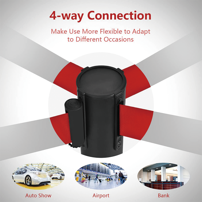 6Pcs Stanchions Set, Stainless Steel Crowd Control Barriers with 6.5' Retractable Belt, Easy Connect Assembly