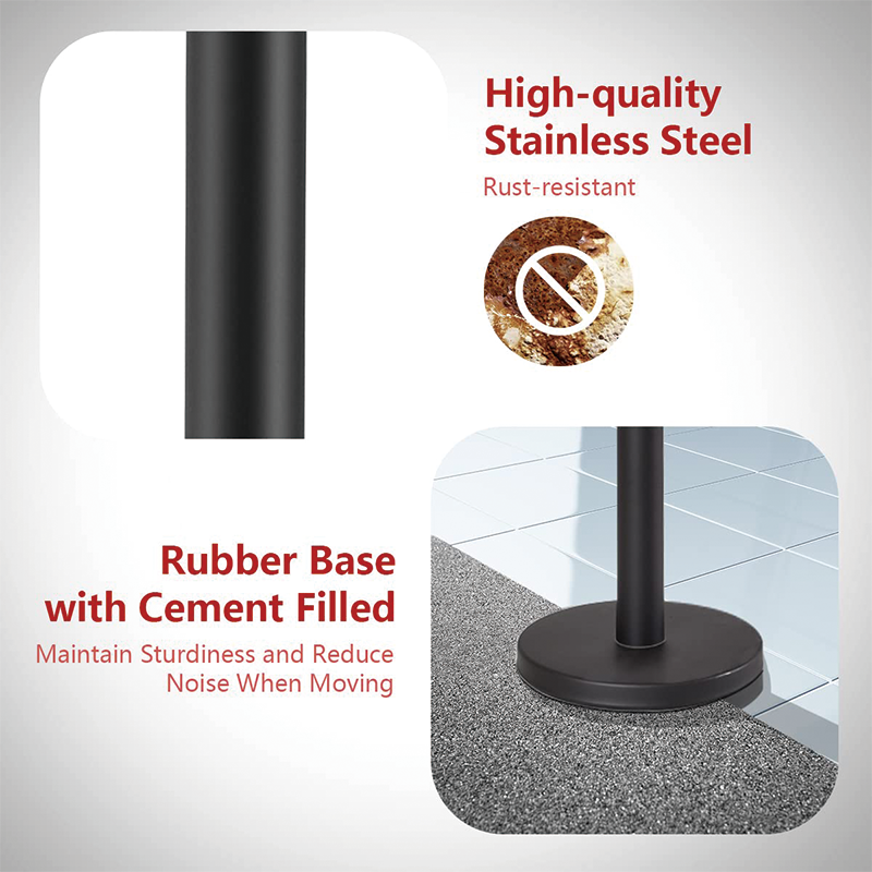 6Pcs Stanchions Set, Stainless Steel Crowd Control Barriers with 6.5' Retractable Belt, Easy Connect Assembly