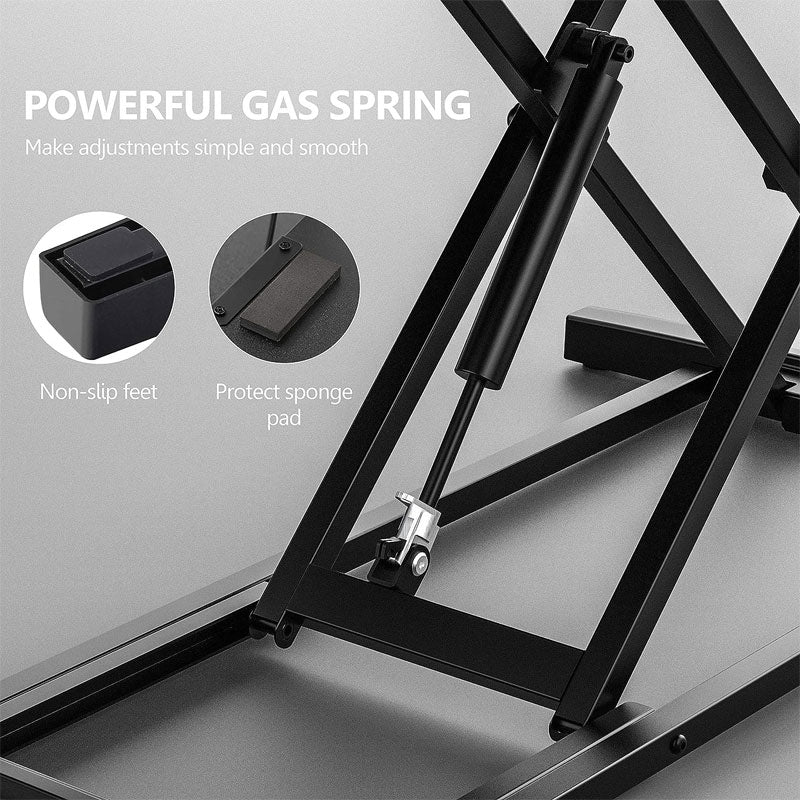 Height Adjustable Standing Desk, Standing Desk Desktop Workstation For Laptop Dual Monitor Stand Black