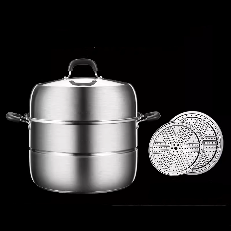 Thickened Double-Layer Steamer 304 Stainless Steel Household Thickened Double-Layer Commercial Steamer For Induction Cooker Gas Stove