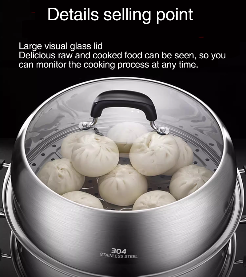 Thickened Double-Layer Steamer 304 Stainless Steel Household Thickened Double-Layer Commercial Steamer For Induction Cooker Gas Stove