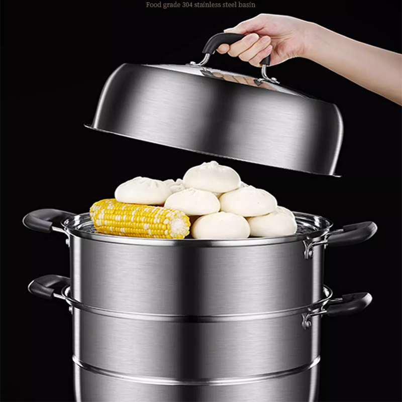 Thickened Double-Layer Steamer 304 Stainless Steel Household Thickened Double-Layer Commercial Steamer For Induction Cooker Gas Stove