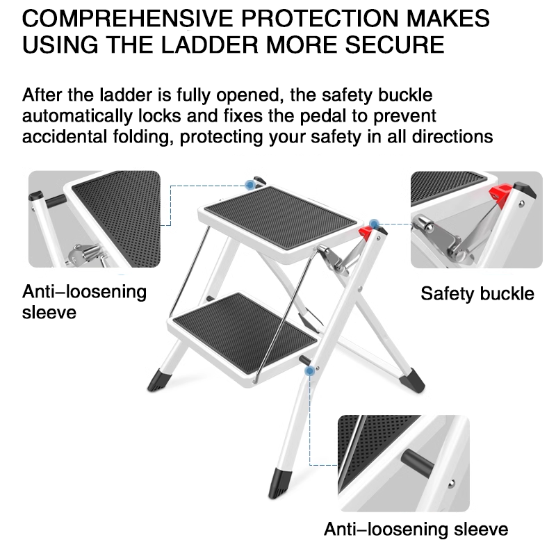 Step Stools ,Ladder 2 Steps 330 lbs Capacity, Ergonomic Folding Steel Step Stool with Wide Non-Slip Steps, Sturdy Step Stool for Adults Toddlers, Multi-Purpose for Home, Kitchen, Office, RV
