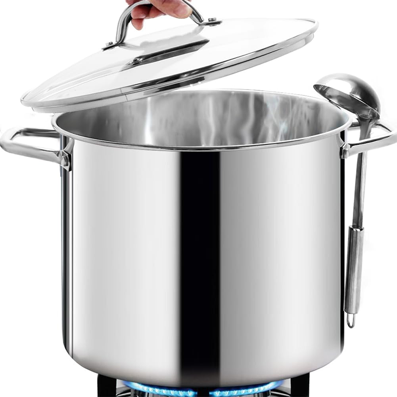 Stock Pots Commercial Grade Large Stockpot 20 Quart with Lid - Nickel Free Stainless Steel Cookware - Healthy Polished Stockpot - Heavy Duty Induction Stockpot