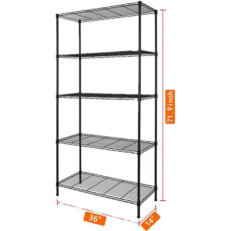 5-Shelf Adjustable Heavy Duty Storage Shelving Unit Garage Storage Rack Metal Organizer Wire Rack for Laundry Bathroom Kitchen Pantry Closet