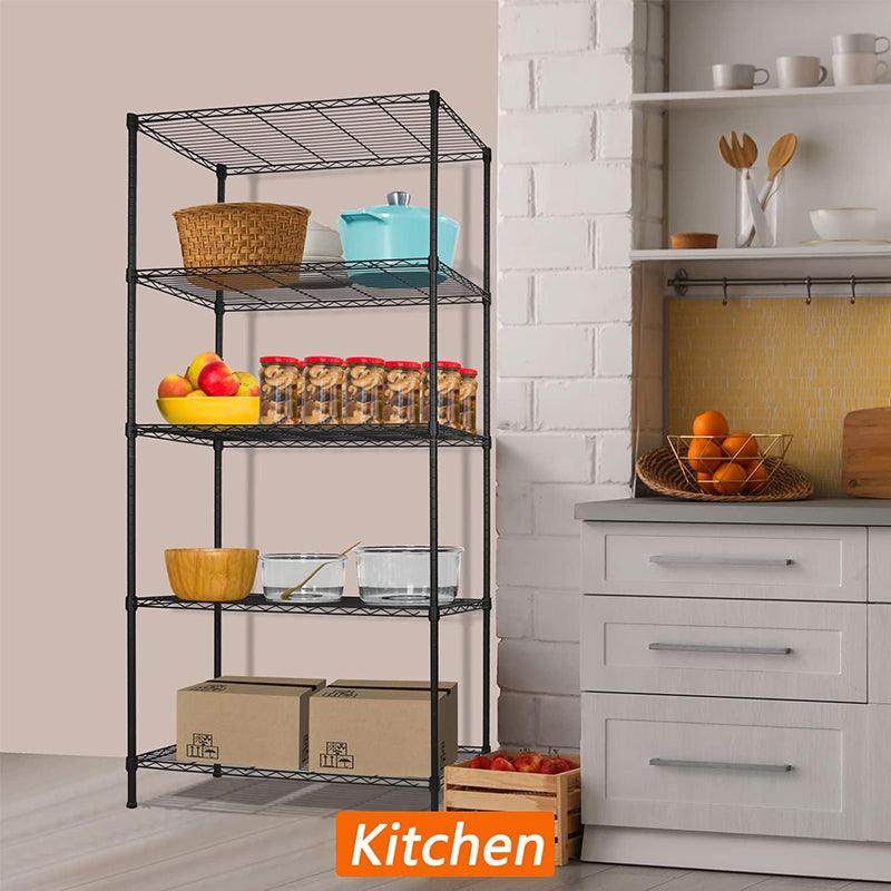 5-Shelf Adjustable Heavy Duty Storage Shelving Unit Garage Storage Rack Metal Organizer Wire Rack for Laundry Bathroom Kitchen Pantry Closet