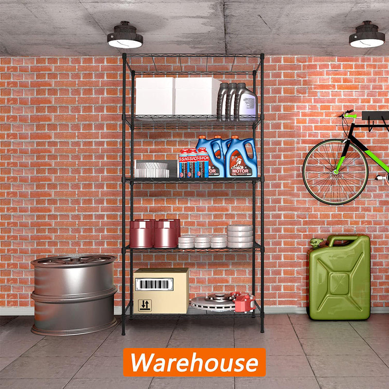 5-Shelf Adjustable Heavy Duty Storage Shelving Unit Garage Storage Rack Metal Organizer Wire Rack for Laundry Bathroom Kitchen Pantry Closet