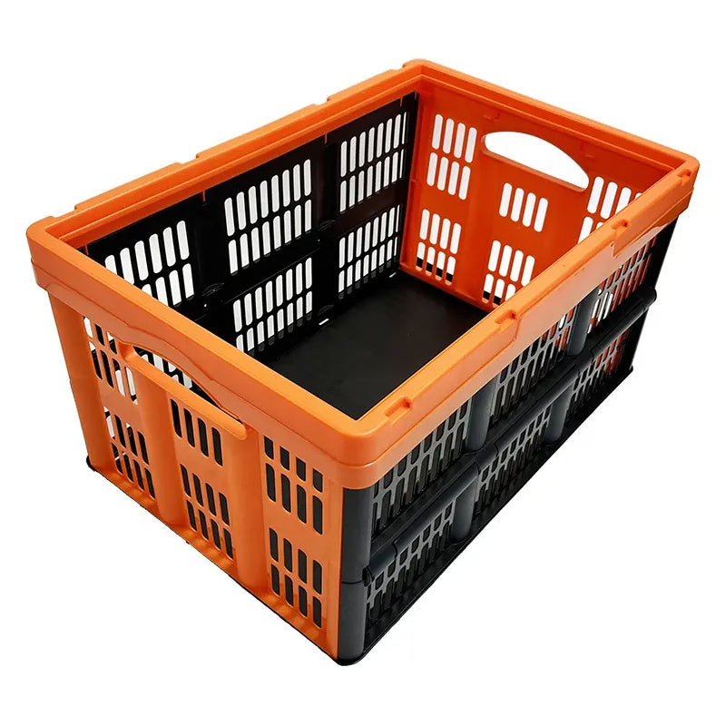 Folding Storage Boxes 3 Packs 45 Litre Foldable Stable Transport Rectangular Pp Plastic Mesh Crate Injection Vents Turnover Basket For Fruit And Vegetable Storage