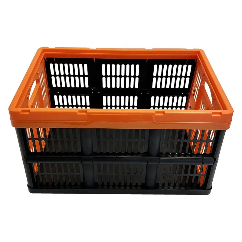 Folding Storage Boxes 3 Packs 45 Litre Foldable Stable Transport Rectangular Pp Plastic Mesh Crate Injection Vents Turnover Basket For Fruit And Vegetable Storage