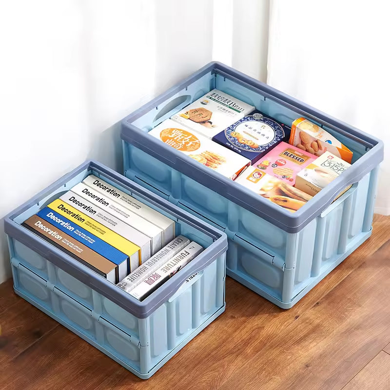 Foldable Car Trunk Boxes 55L Folding Storage Cabinet Stackable Bins With Lid Home Bedroom Kitchen Office Travel Storage Box