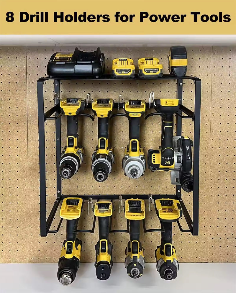 Heavy Duty Tool Shelf With 8 Drill Slots Power Tool Rack Organizer Power Tool Organizer Storage Rack