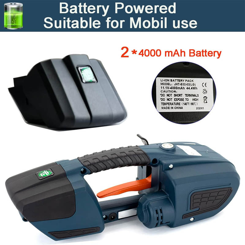 Strapping Machine for 1/2-5/8 Inch PP PET Strap Automatic Strapping Tool 2X4000mAh Battery for Plastic Packaging
