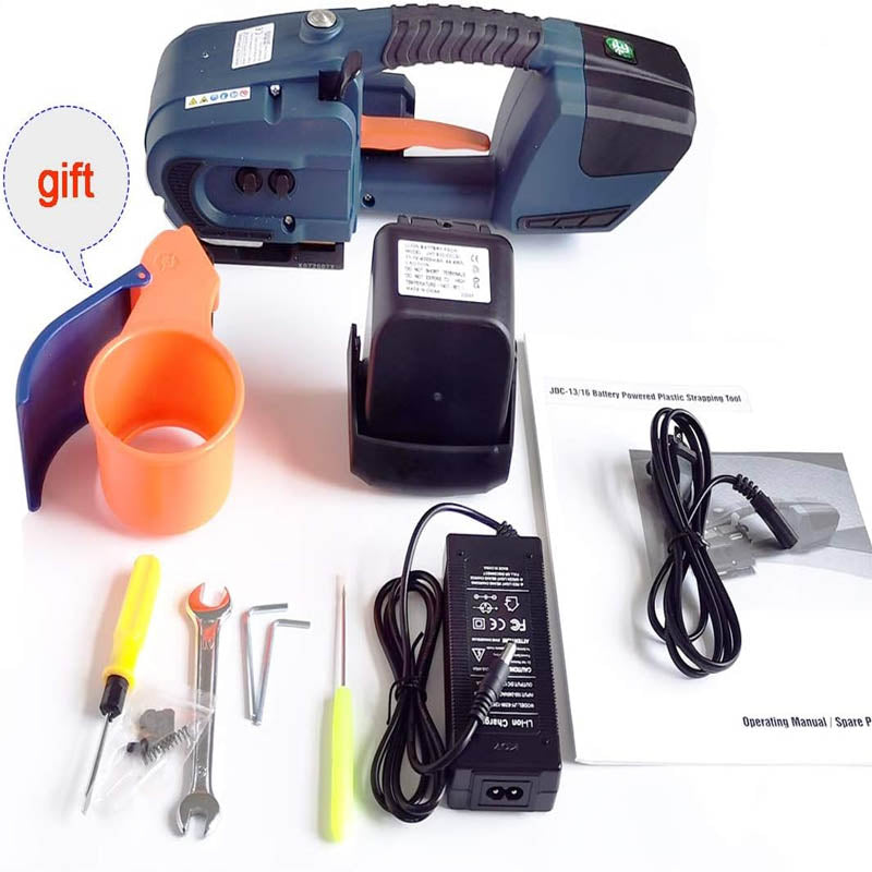 Strapping Machine for 1/2-5/8 Inch PP PET Strap Automatic Strapping Tool 2X4000mAh Battery for Plastic Packaging