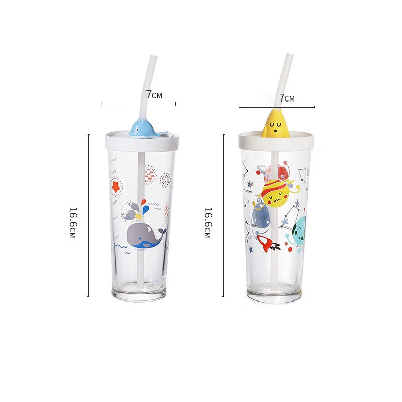 Heat-Resistant Cold Water Cup, Color-Changing Straw Cup With Scale, Glass Water Cup, Juice Drink, Milk Cup, Buy One Get One Free