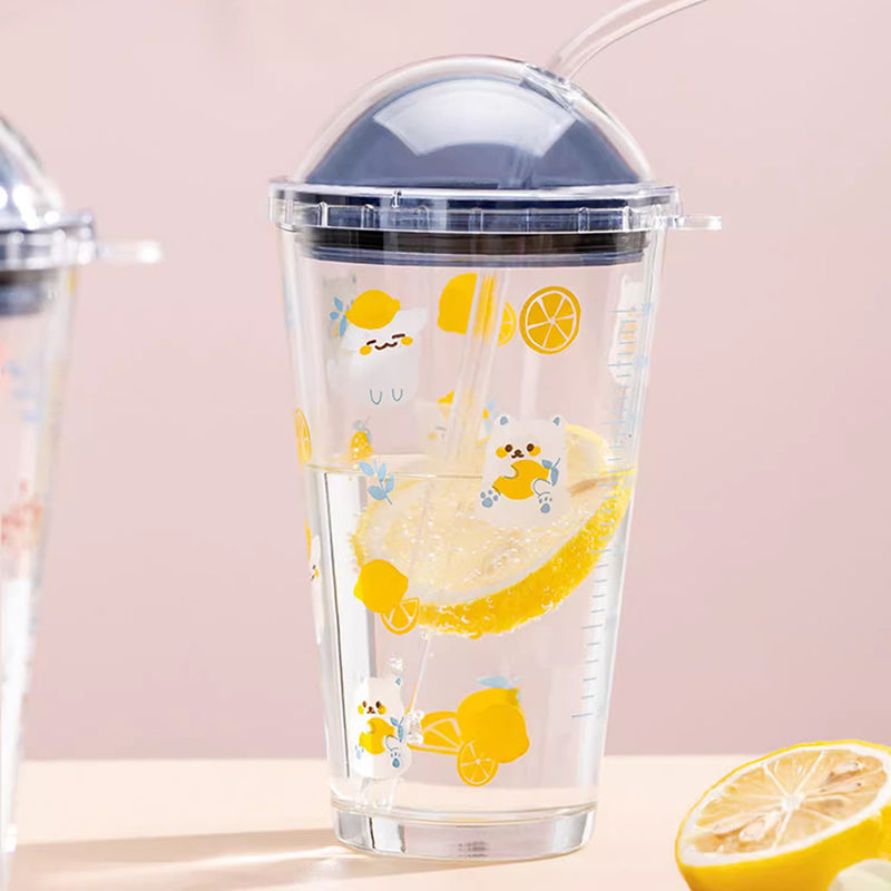 470ML Glass Straw Cup For Girls With High-Looking Large Capacity Portable Milk Cup