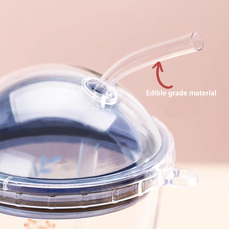 470ML Glass Straw Cup For Girls With High-Looking Large Capacity Portable Milk Cup