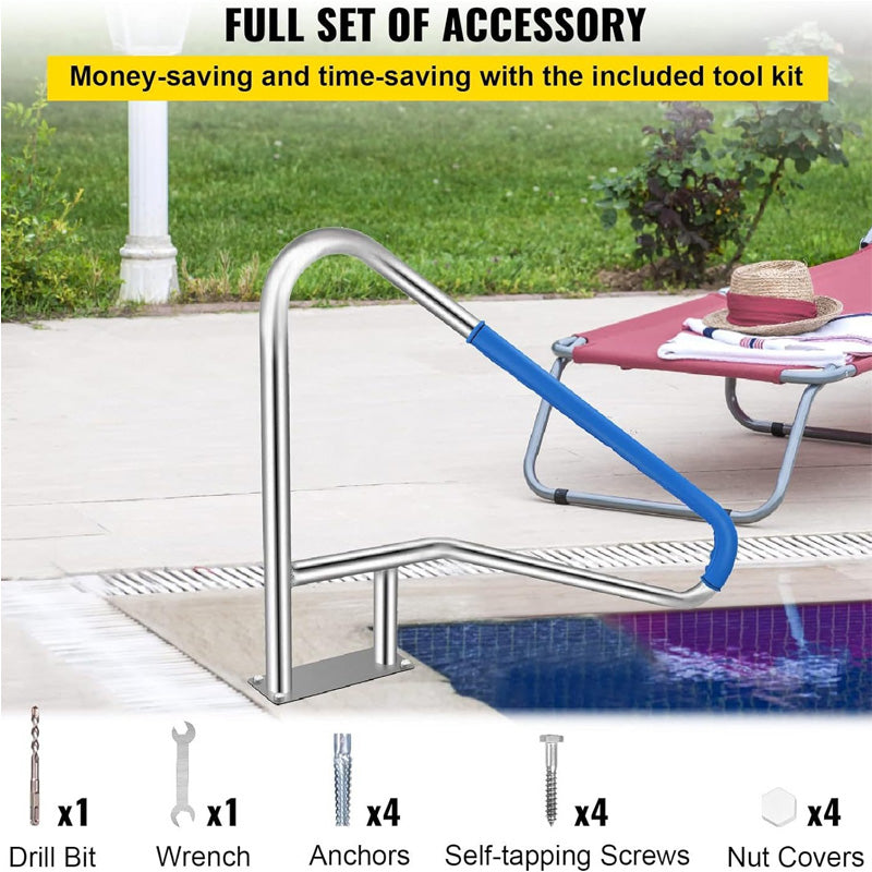 55*32 Stainless Steel Swimming Pool Handrail Thickened Stainless Steel Swimming Pool Ladder, Swimming Pool Rail