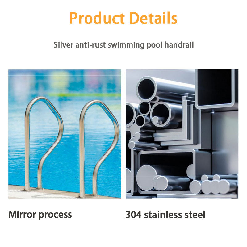 Swimming Pool Ladder, 304 Stainless Steel Thickening, No Need For Pre-Embedded Drilling,One