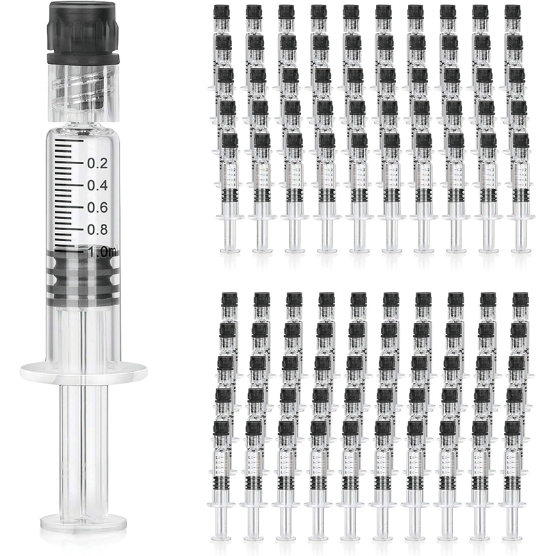 100pcs Borosilicate Glass 1ml Luer Lock Syringe, Non-Medical, Sterile, Heat Resistant, Measurement Markings for Lab, Vet, Craft