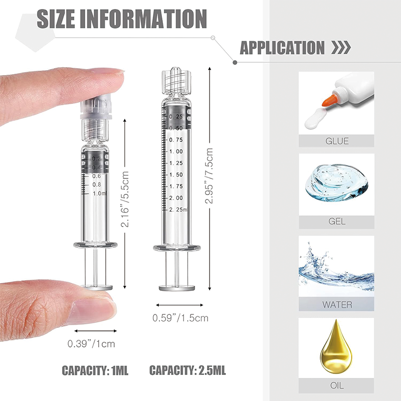10 Pcs Borosilicate Glass Syringe, Anti Leak Heat Resistant Accurate Measuring Syringe for Lab, Vet, Oil, Gel, Ink, Glue
