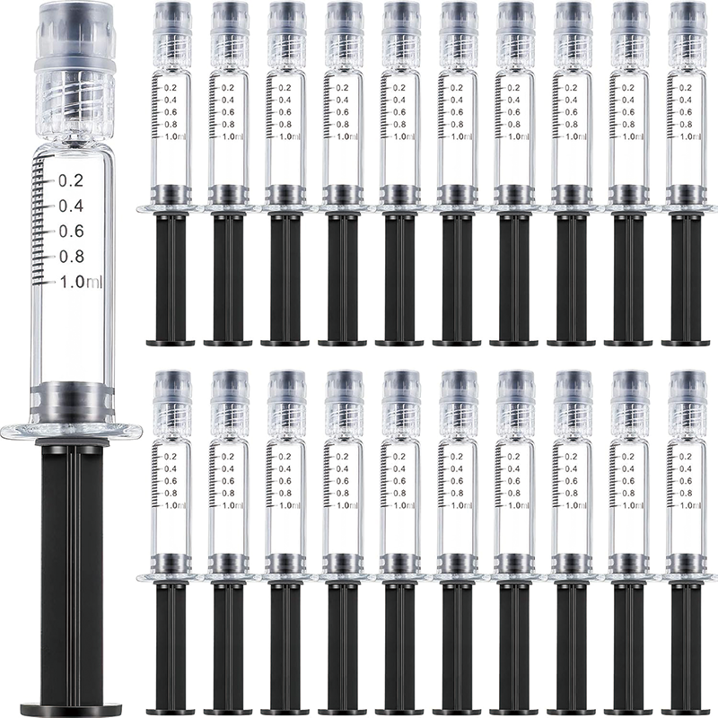 20 PCS Borosilicate Glass 1ml Syringe Anti Leak Luer Connector Syringe, Measuring Syringe for Thick Liquids, Glue, Ink