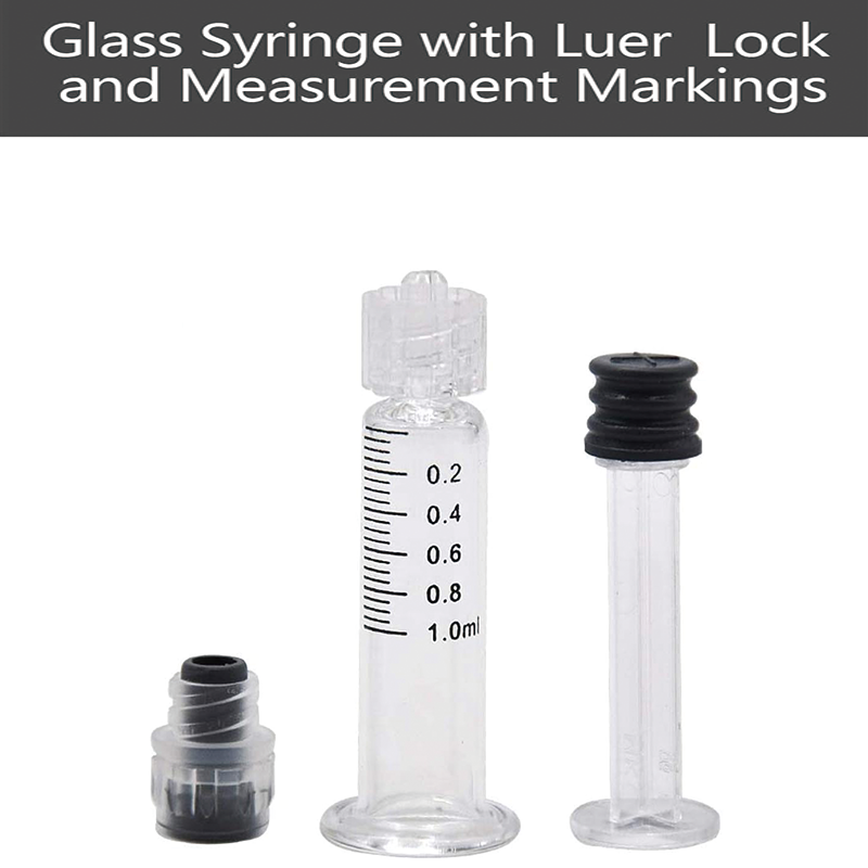 100pcs Borosilicate Glass 1ml Luer Lock Syringe, Non-Medical, Sterile, Heat Resistant, Measurement Markings for Lab, Vet, Craft