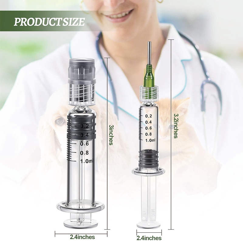 12PCS 1 ml Borosilicate Glass Luer Lock Syringe, Reusable Glass Syringe with 14 Ga Blunt Tip Fill for Art and Craft, Thick Liquid, Oils