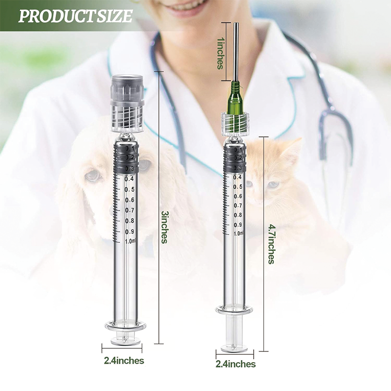 1 ML Borosilicate Glass Luer Syringe, Reusable Glass Syringe with 14 GA Blunt Tip for Art and Craft, Thick Liquid, Oils, Vet, Glue, Lab, Ink