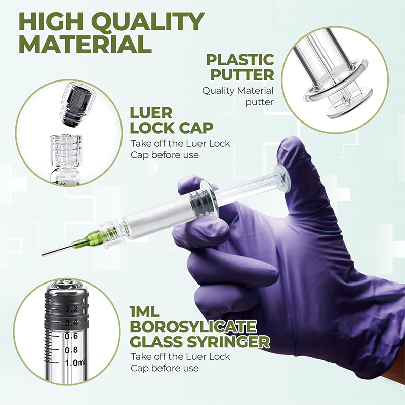 1 ML Borosilicate Glass Luer Syringe, Reusable Glass Syringe with 14 GA Blunt Tip for Art and Craft, Thick Liquid, Oils, Vet, Glue, Lab, Ink