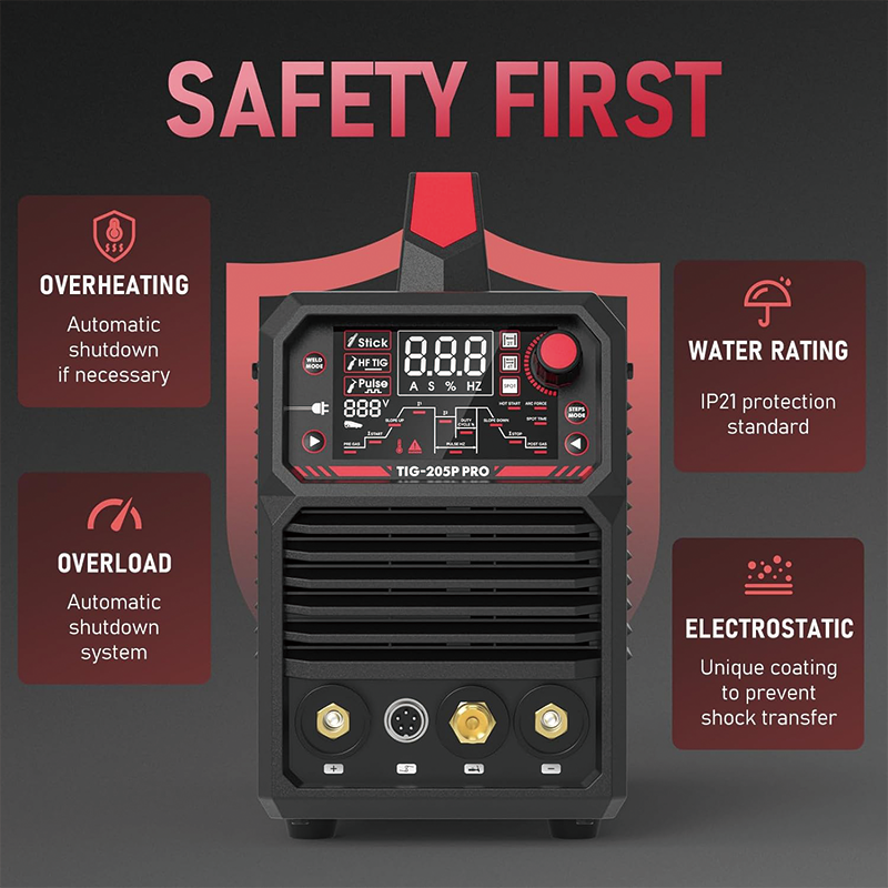 205Amp TIG Welder With Pulse,TIG 3 in 1,110&220V Dual Voltage TIG Welding,Digital Arc Welder LED Display