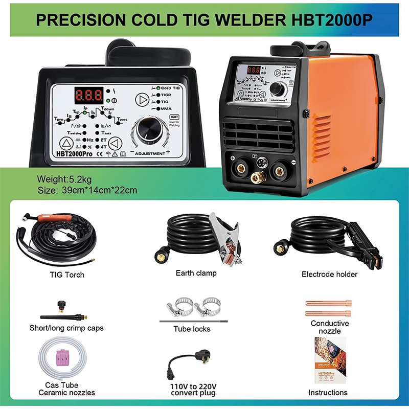 200Amp TIG Welder,110V 220V Dual Voltage TIG Welding Machine,With Pulse TIG/Cold TIG/DC TIG/STICK 4 In 1 Welding Machine,Compatible with Foot Pedal