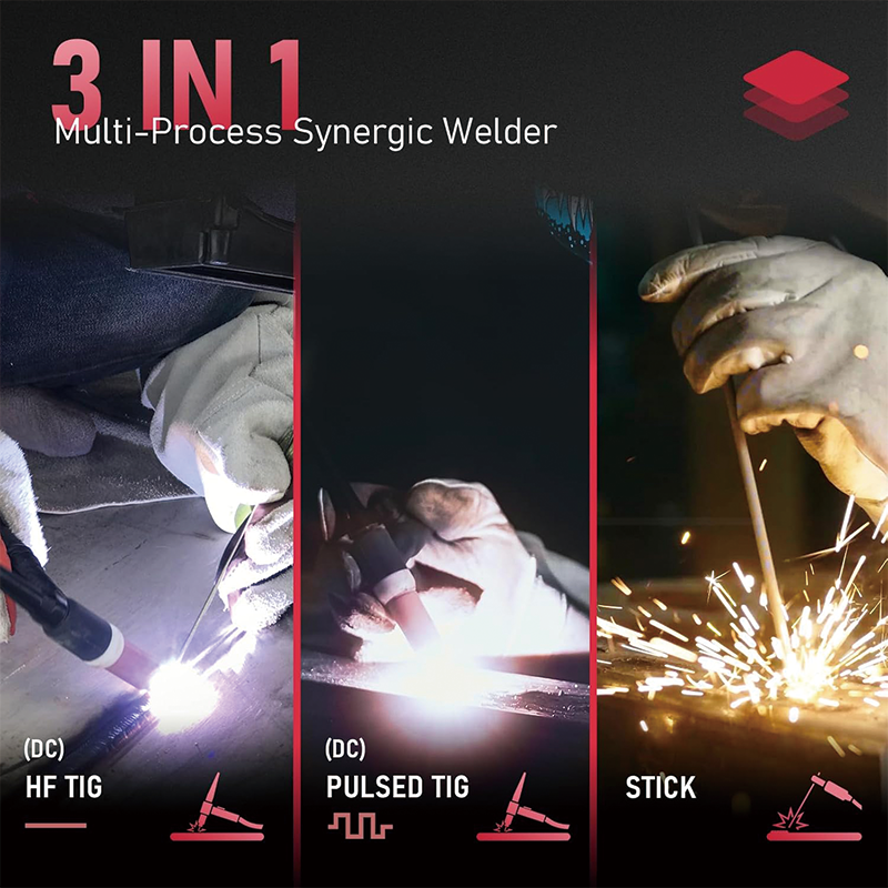 205Amp TIG Welder With Pulse,TIG 3 in 1,110&220V Dual Voltage TIG Welding,Digital Arc Welder LED Display