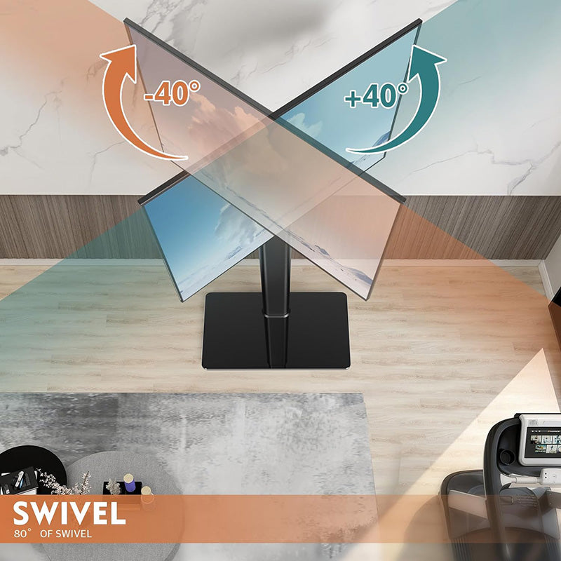 Adjustable Space Saving Universal Floor TV Stand for Most 27 to 65 inch LCD, LED OLED TVs for Corner & Bedroom