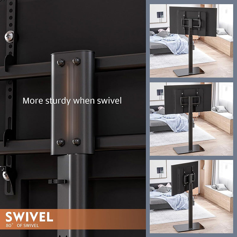 Adjustable Space Saving Universal Floor TV Stand for Most 27 to 65 inch LCD, LED OLED TVs for Corner & Bedroom