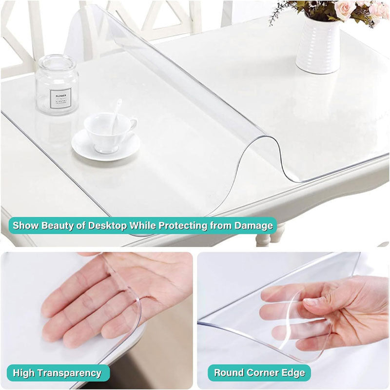 Upgraded Transparent Vinyl Table Runner Protector Pvc Table Runner Cover, Rectangular Plastic Table Runner Protector
