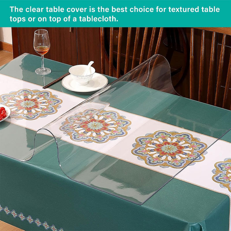 Upgraded Transparent Vinyl Table Runner Protector Pvc Table Runner Cover, Rectangular Plastic Table Runner Protector