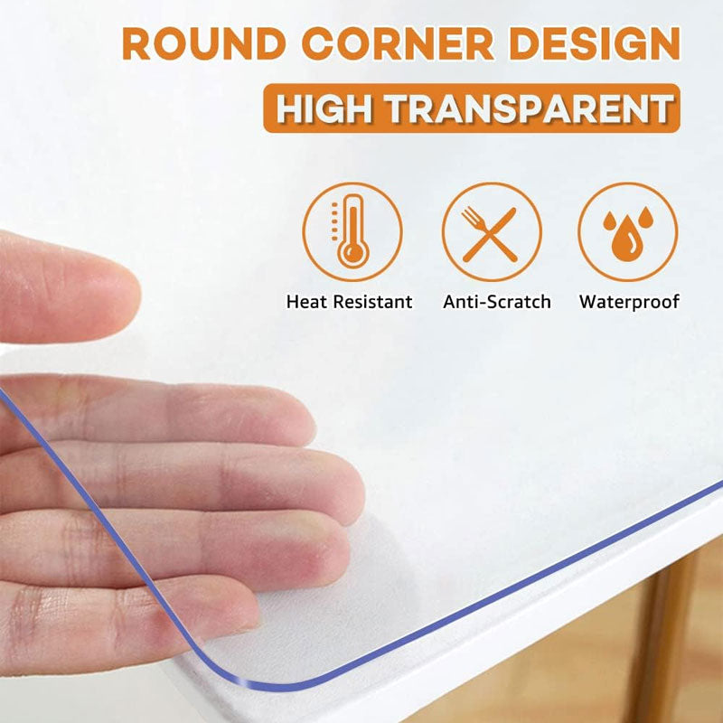 Plastic Table Cover Protector, Clear PVC Vinyl Restaurant Table Runner Chair Mat