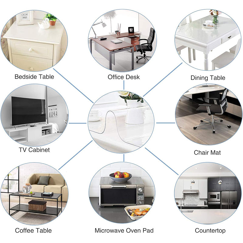 36 x 72 Inch Clear PVC Table Cover Protector 2mm Thick Custom Plastic Desk Pad Table Top Protector Mat Waterproof for Coffee Table, Dining