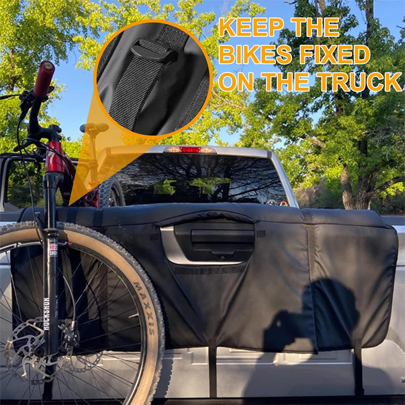 Tailgate Pad For Mountain Bikes Pickup Truck Tailgate Protection Pad With 2 Tool Pockets 52'' Wide For 5 Bikes
