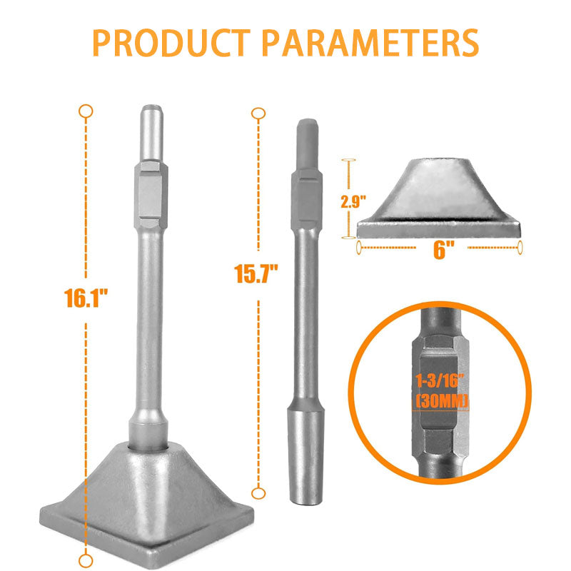 1-3/16" (30mm) Tamper Handle And Tamper Plate, Soil Tamper 6 x 6" Tamper Plate, Concrete Tamper, Asphalt Tool