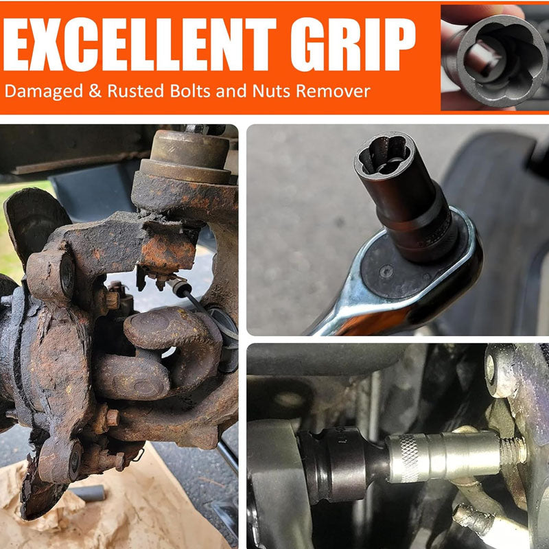 Tap Extractors 32Pcs Impact Bolt & Nut Remover Set for Damaged Frozen Rusted Rounded Broken Bolts Nuts Screws Remove