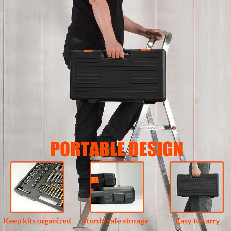 Tap Extractors 62Pcs Screw Extractor Set with Left Hand Drill Bit for Broken Nuts Bolts Stripped Screw Remove with Portable Case