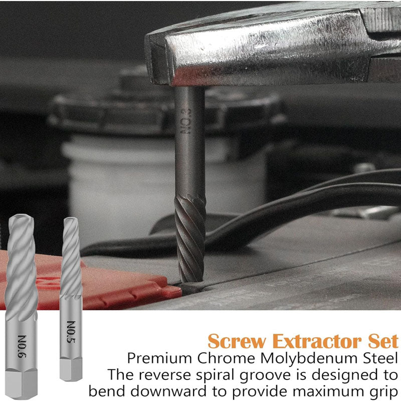 Tap Extractors 36 Pieces Bolt Extractor Set for Removing Damaged Frozen Rusted Rounded-Off Bolts Nuts & Screws